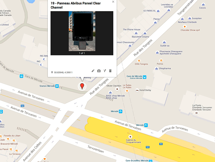 Photo Endroit N°19 panneau Clear Channel, avenue de Tervuren 16, Etterbeek