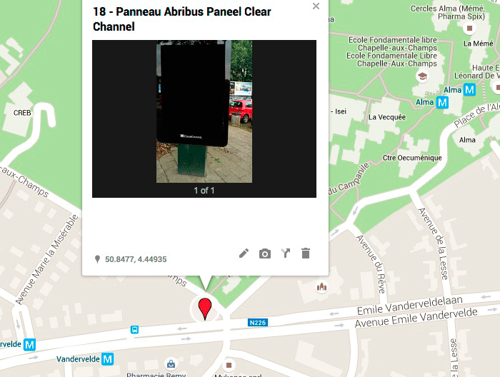 Photo Endroit N°18 panneau Clear Channel, avenue E. Vandervelde 117, Woluwe-St-L