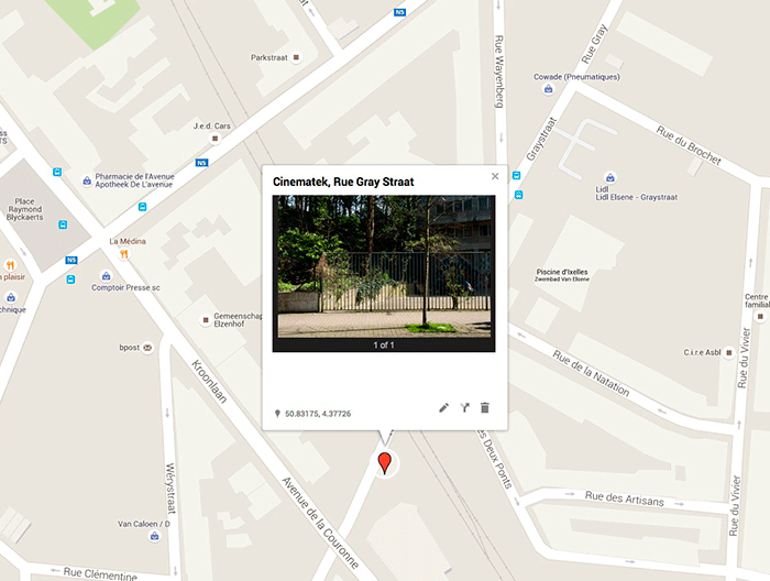 Photo Endroit N°15 Cinematek rue Gray 178, Ixelles